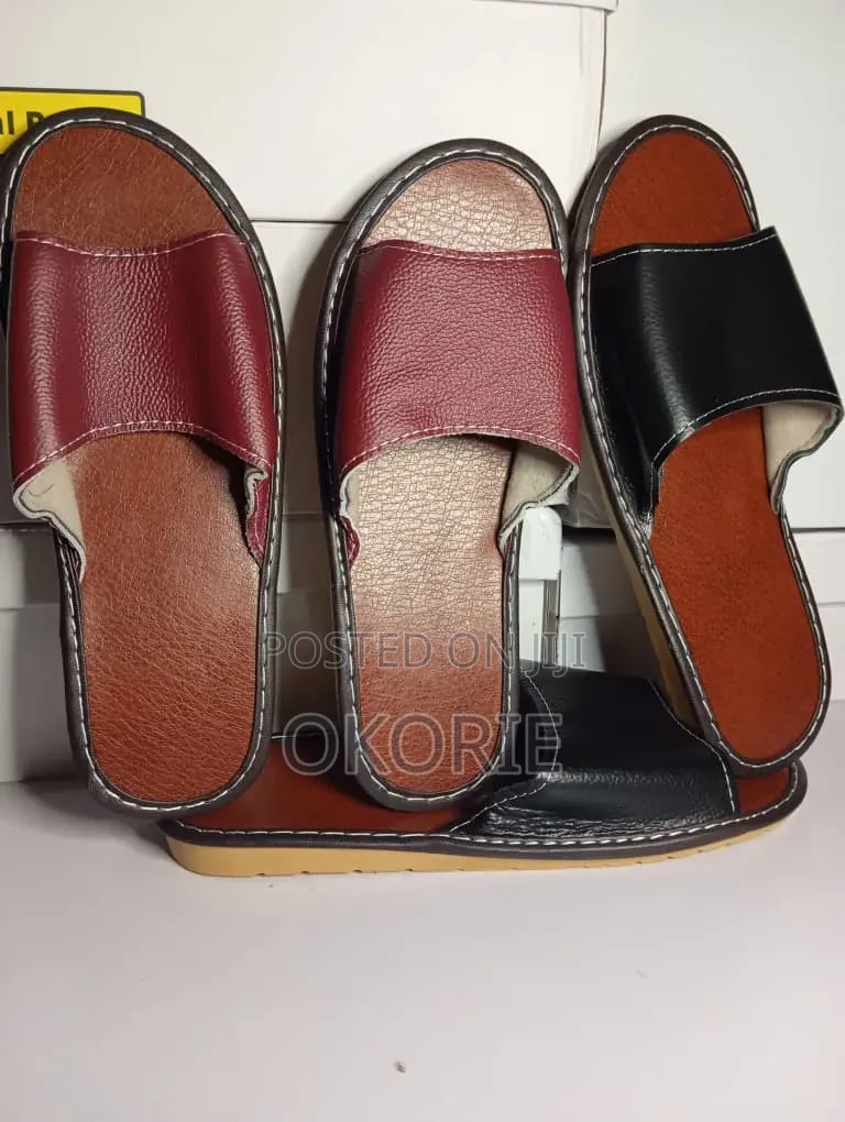 Unisex Premium Genuine Leather Slide Slippers