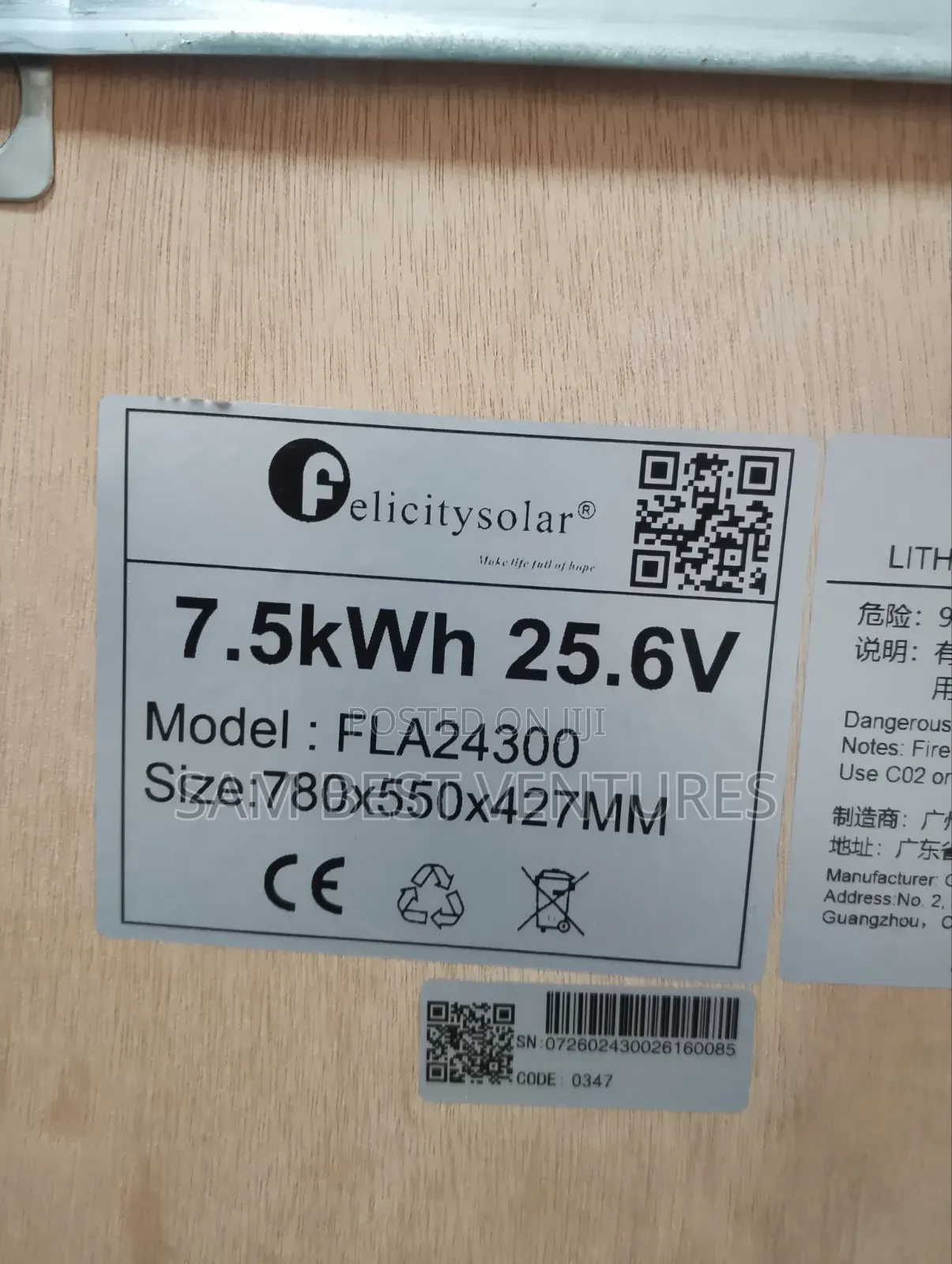 7.2kwh 25.6v Felicity Solar Lithium Battery