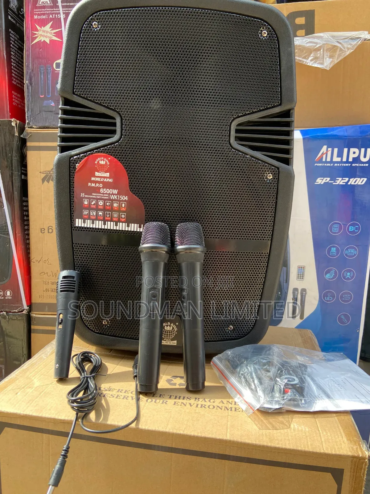 World King 15 Inches Public Address System Pa Trolley Speaker Wk1504