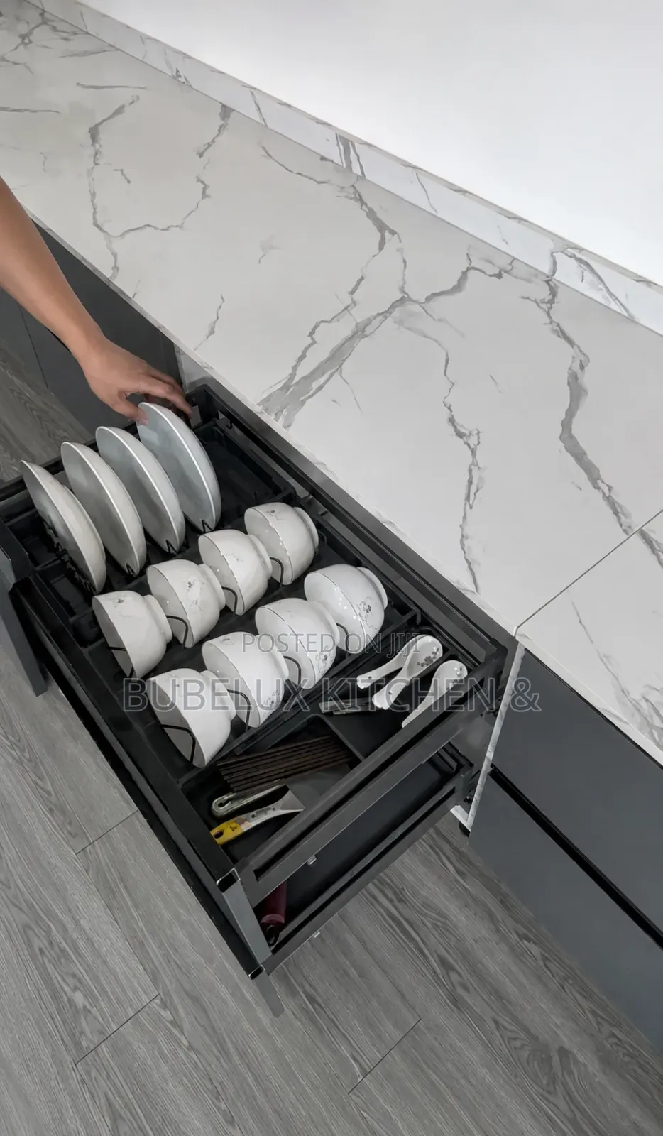 Premium Pull-Out Kitchen Drawer Organizer |Modern Space-Saving Cabinet
