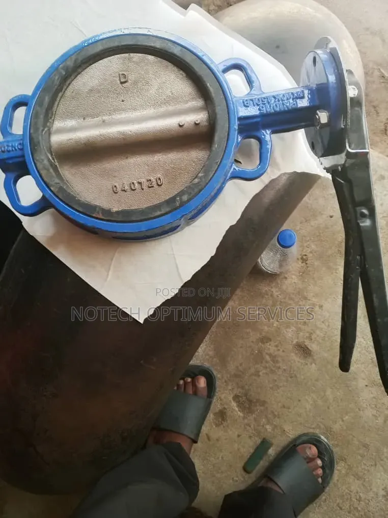 Blue Wafer-Type Butterfly Valve 6 Inches