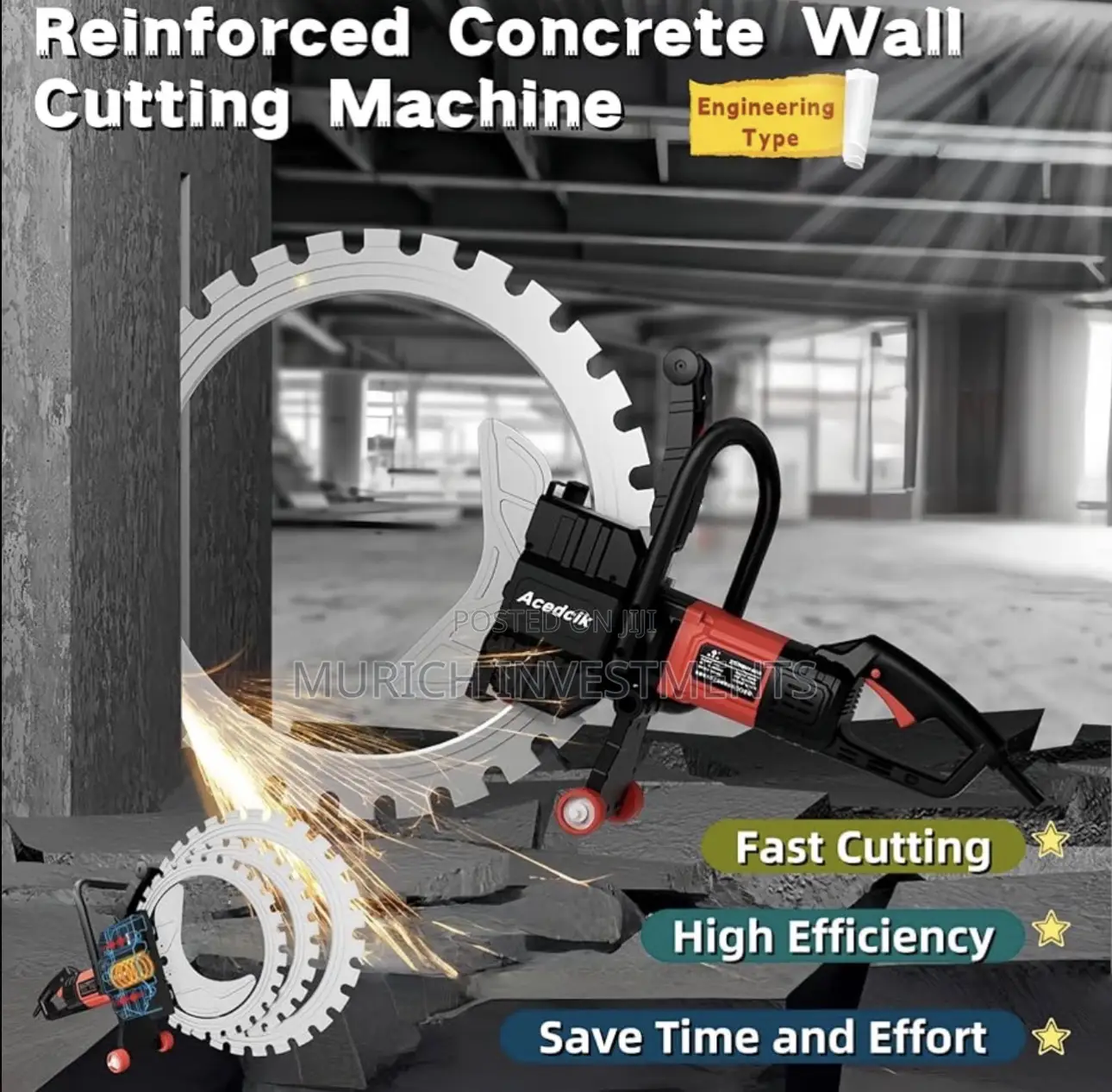 Concrete Ring Saw – Wet Electric Wall Cutting Machine With Water-Fed