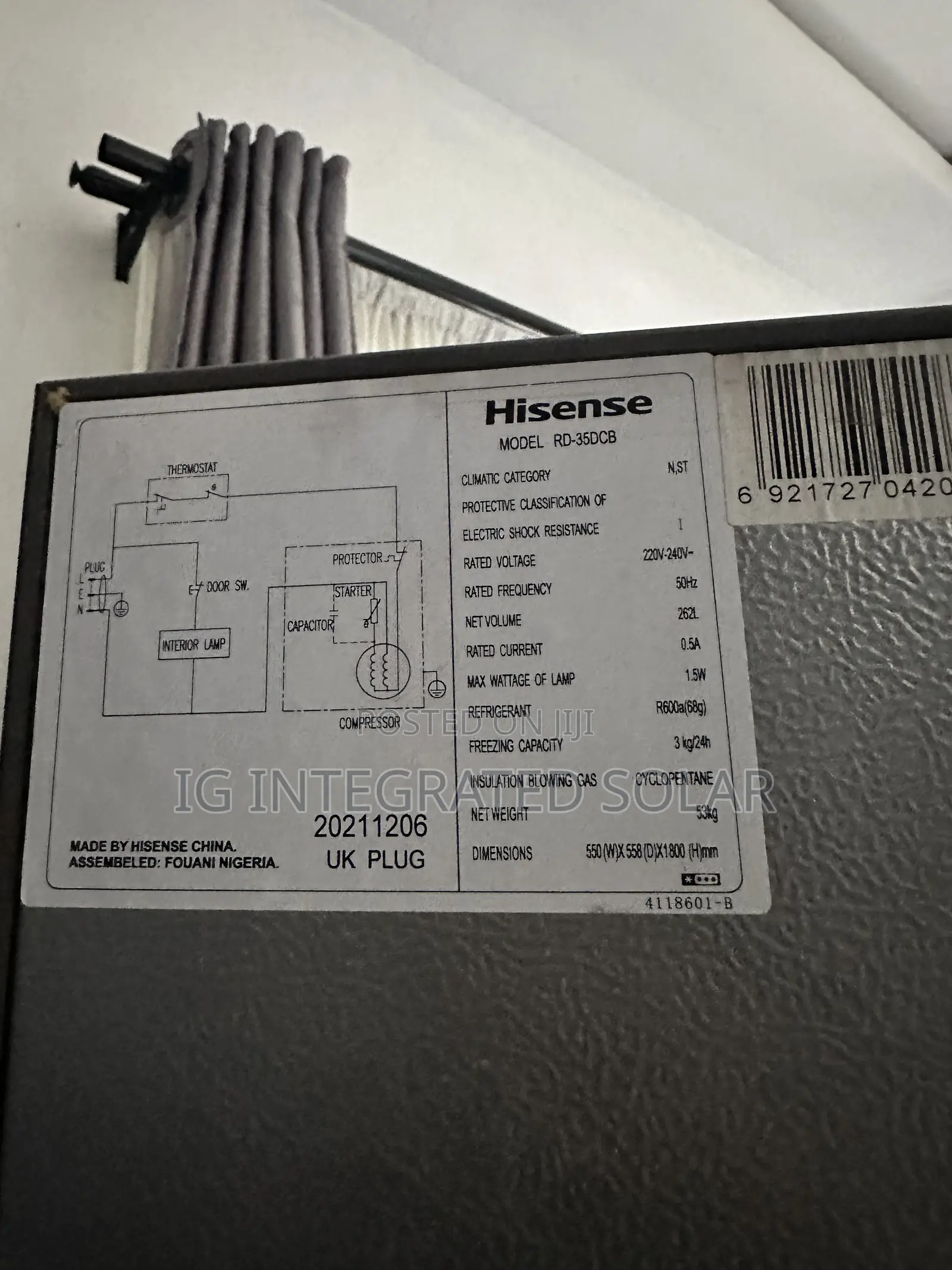 262l Hisense Freezer