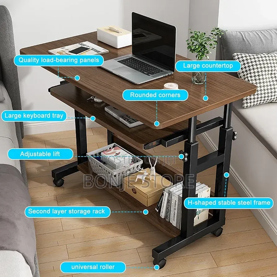 80cm Laptop Table With Drawer (Brown)