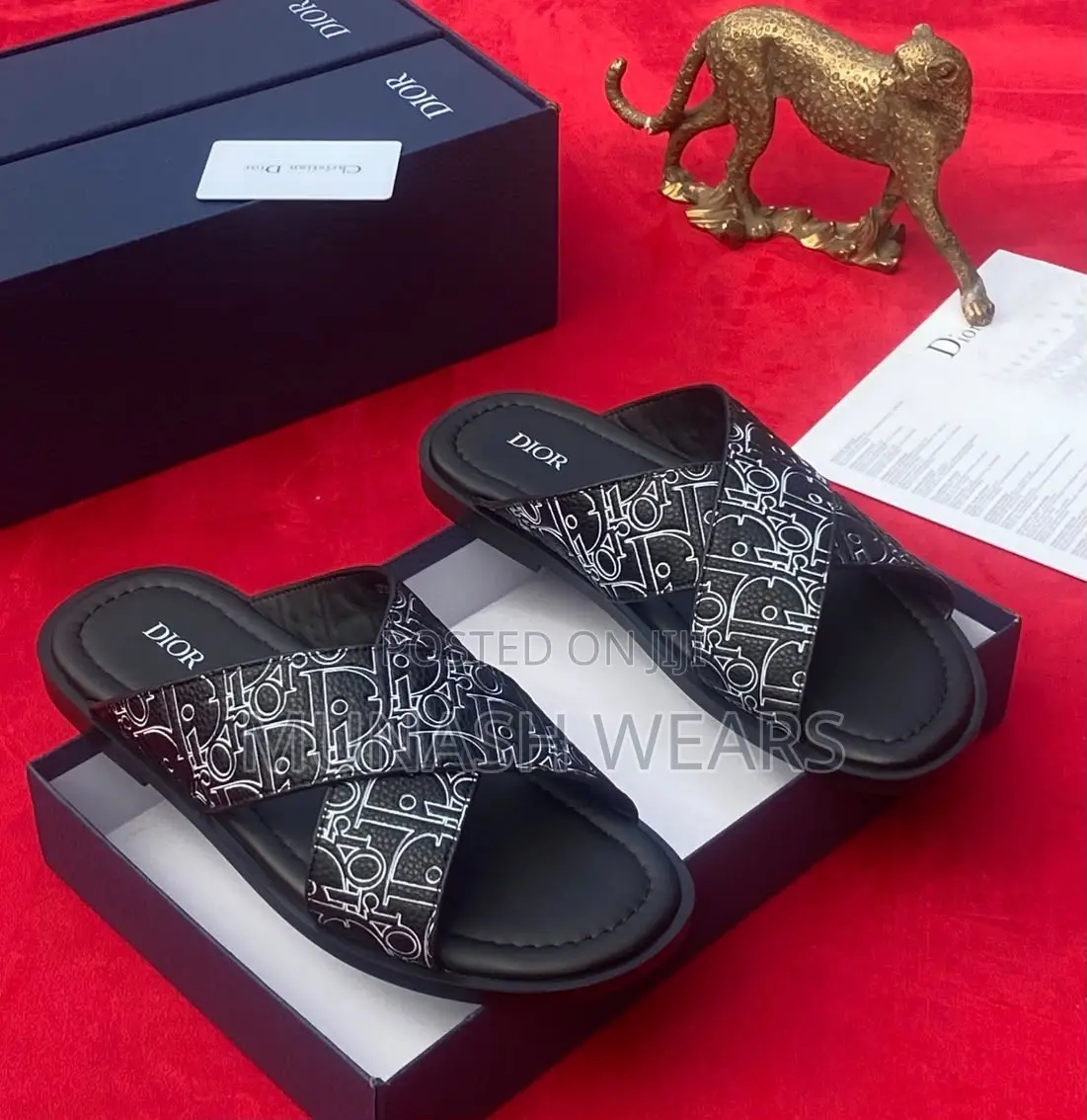 Dior Print Leather Slipers 40-46 Available in Blue and Black