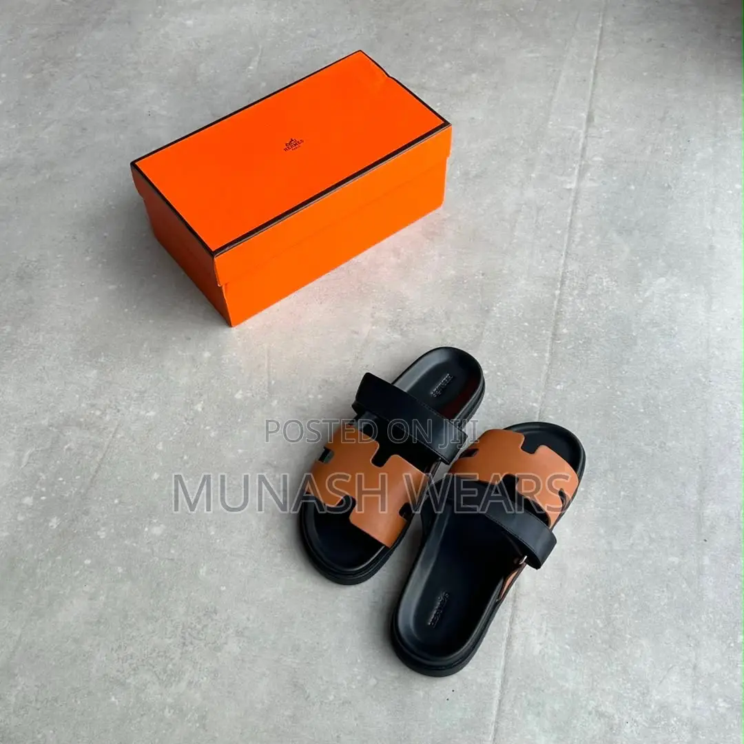 Hermes Leather Slipers 40-46 Mix Blue and Brown