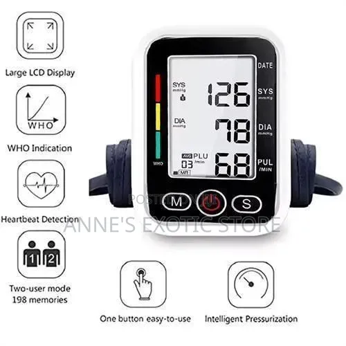 Digital Automatic Upper Arm Blood Pressure Monitor With LCD Display