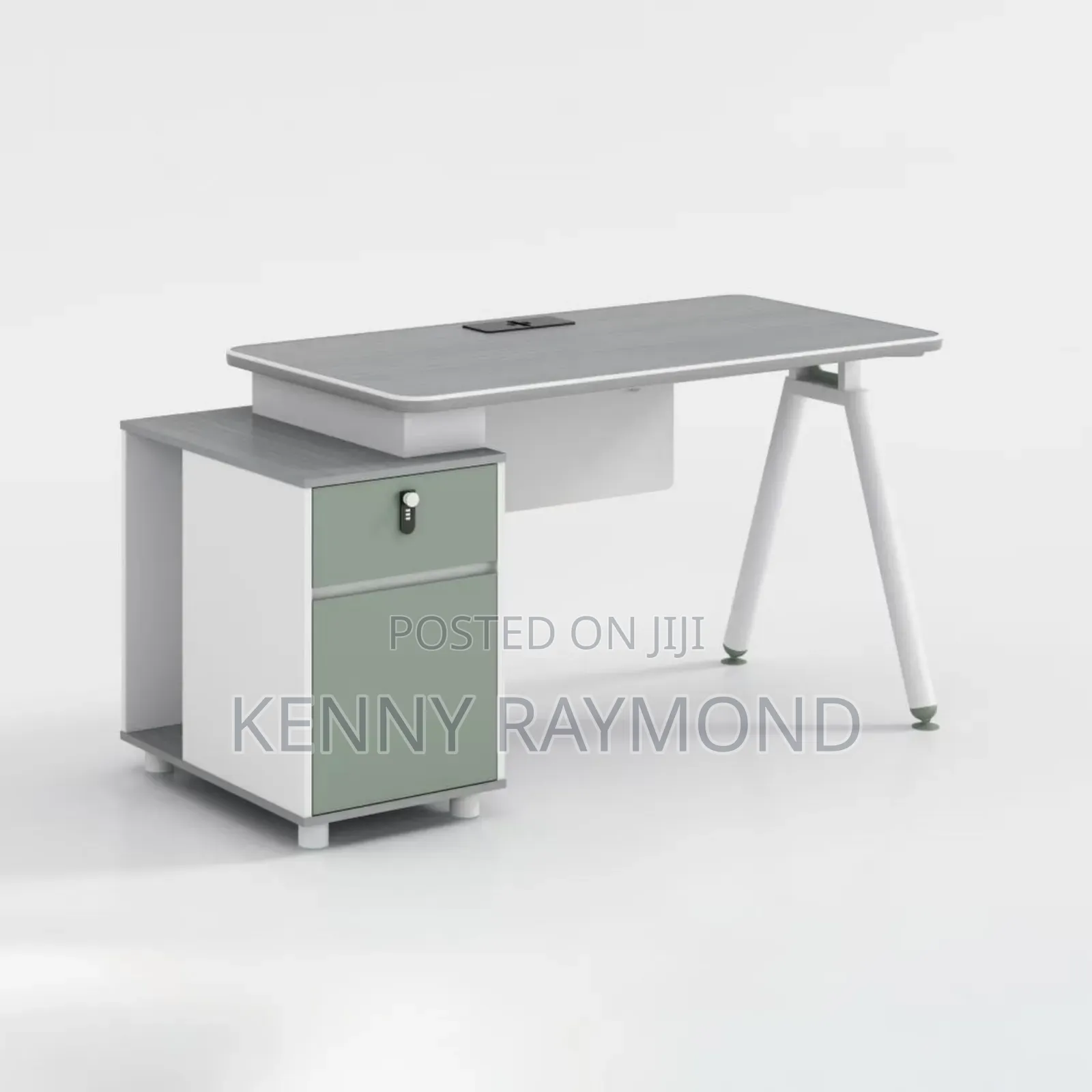 Executive Office Table With Mobile Drawer and Metal Leg