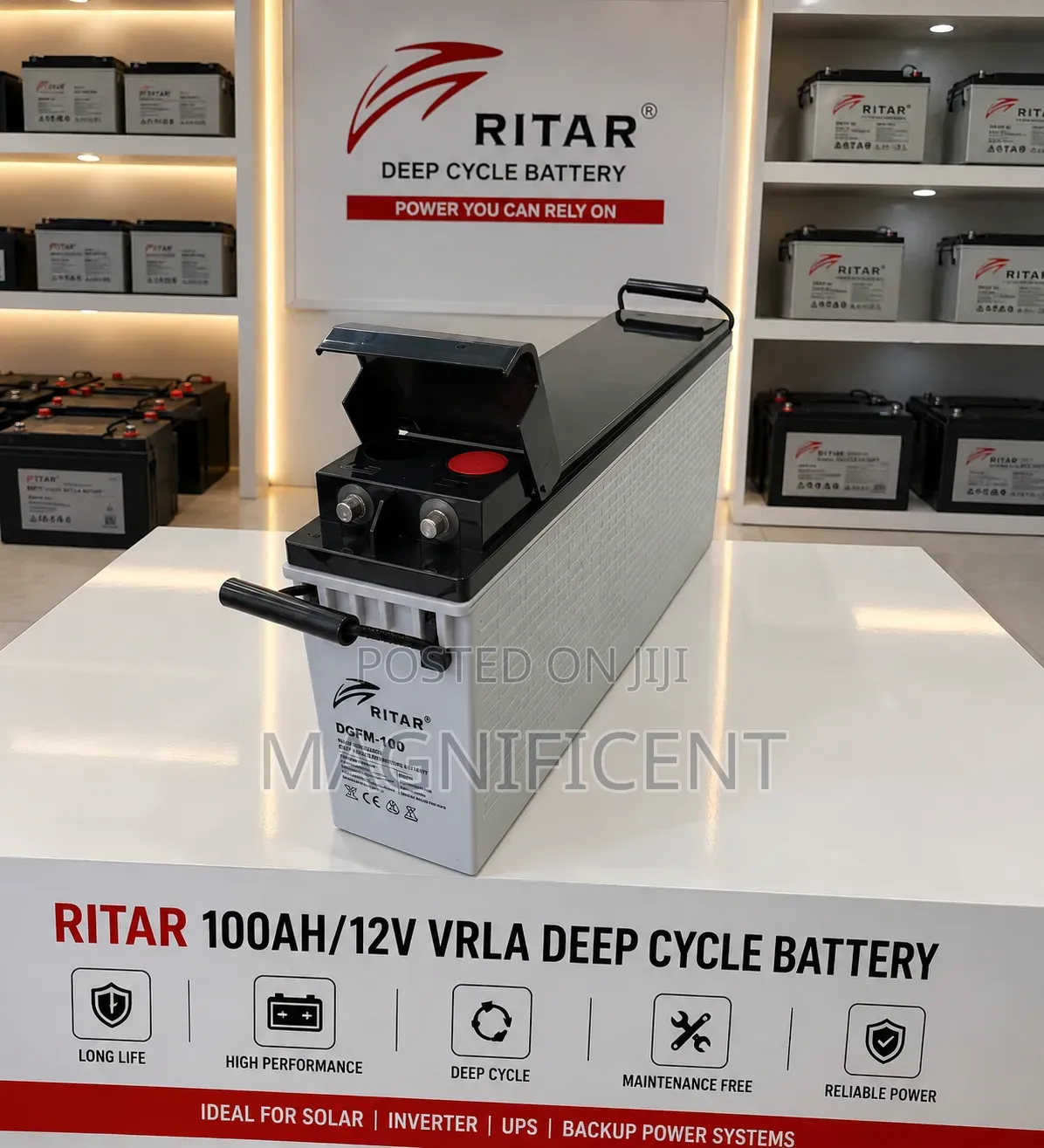 Ritar 12v 100ah Heavy-Duty Vrla Deep Cycle Solar Battery