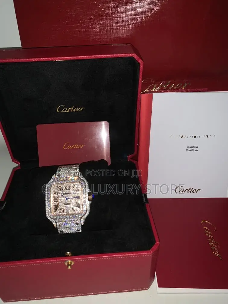 Cartier Quality Luxury Men Zirconia Stone Wristwatch