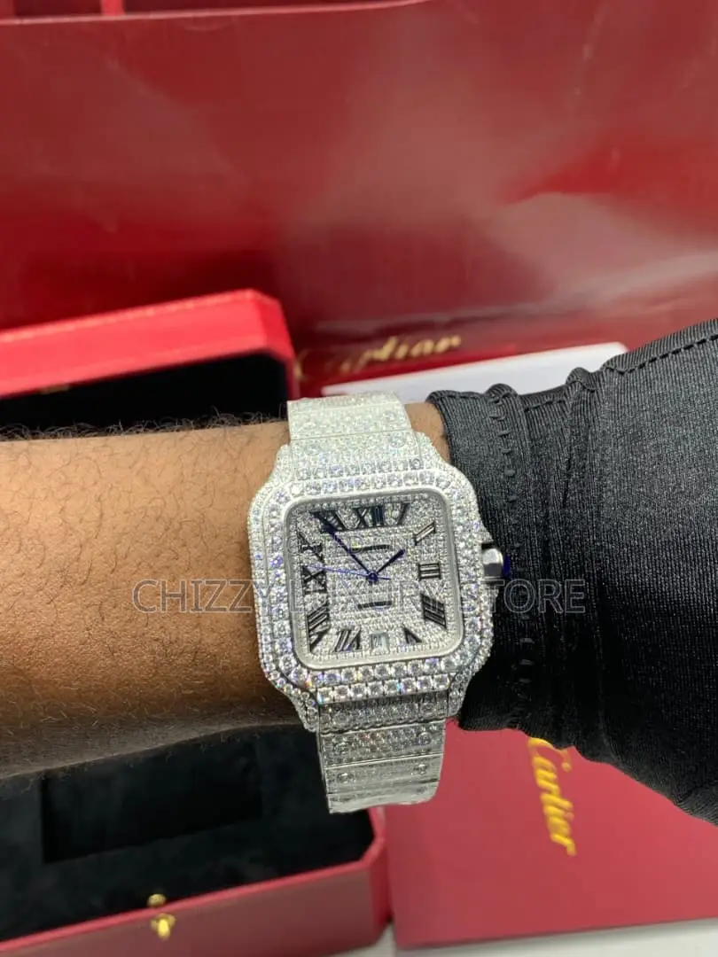 Cartier Quality Luxury Men Zirconia Stone Wristwatch