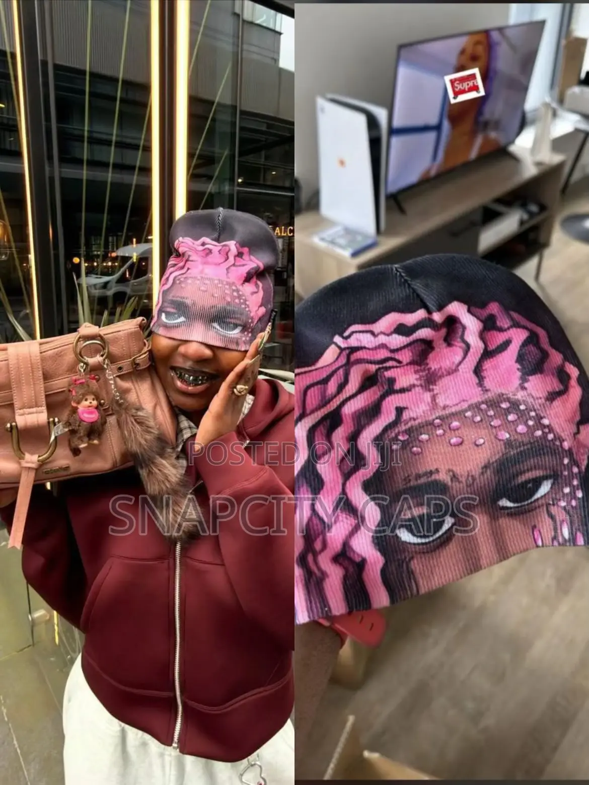 Y2k Pink Graphic Beanie – Bold Streetwear Style