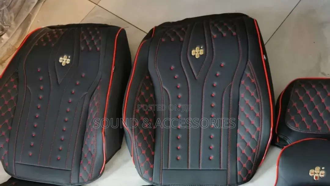 Car 11d Seatcover With Pillows (Black+Red Line-1480 Design)