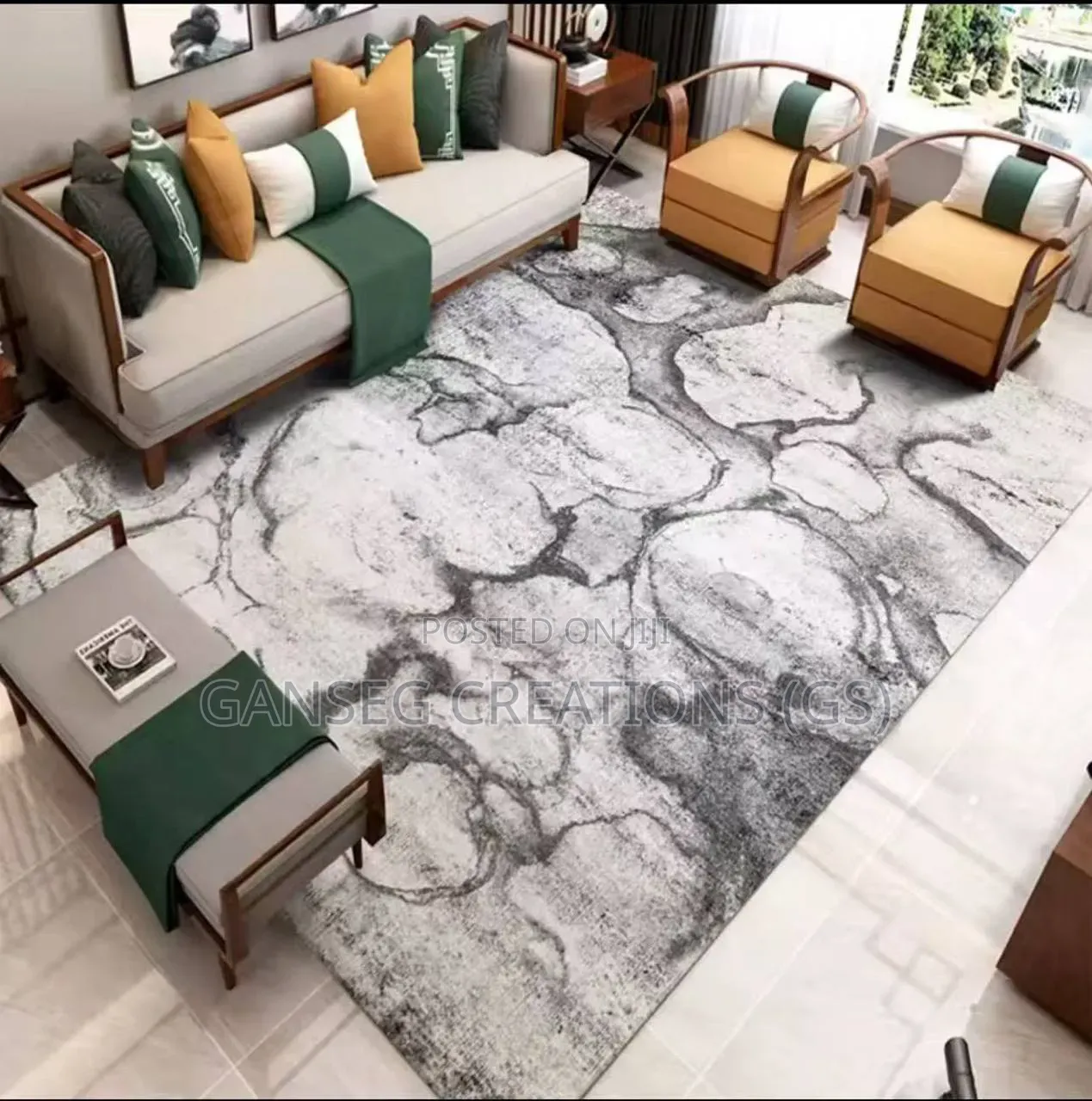 Premium Abstract Center Rug (160x230cm) - Luxury Living Room Carpet
