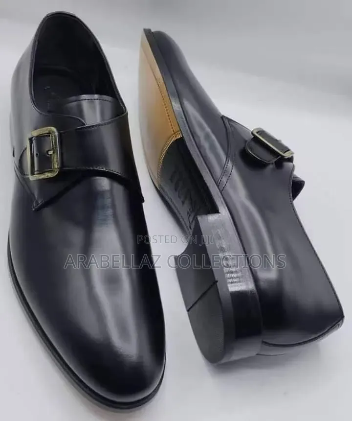 Quality Black Leather Single Strap Men Shoe