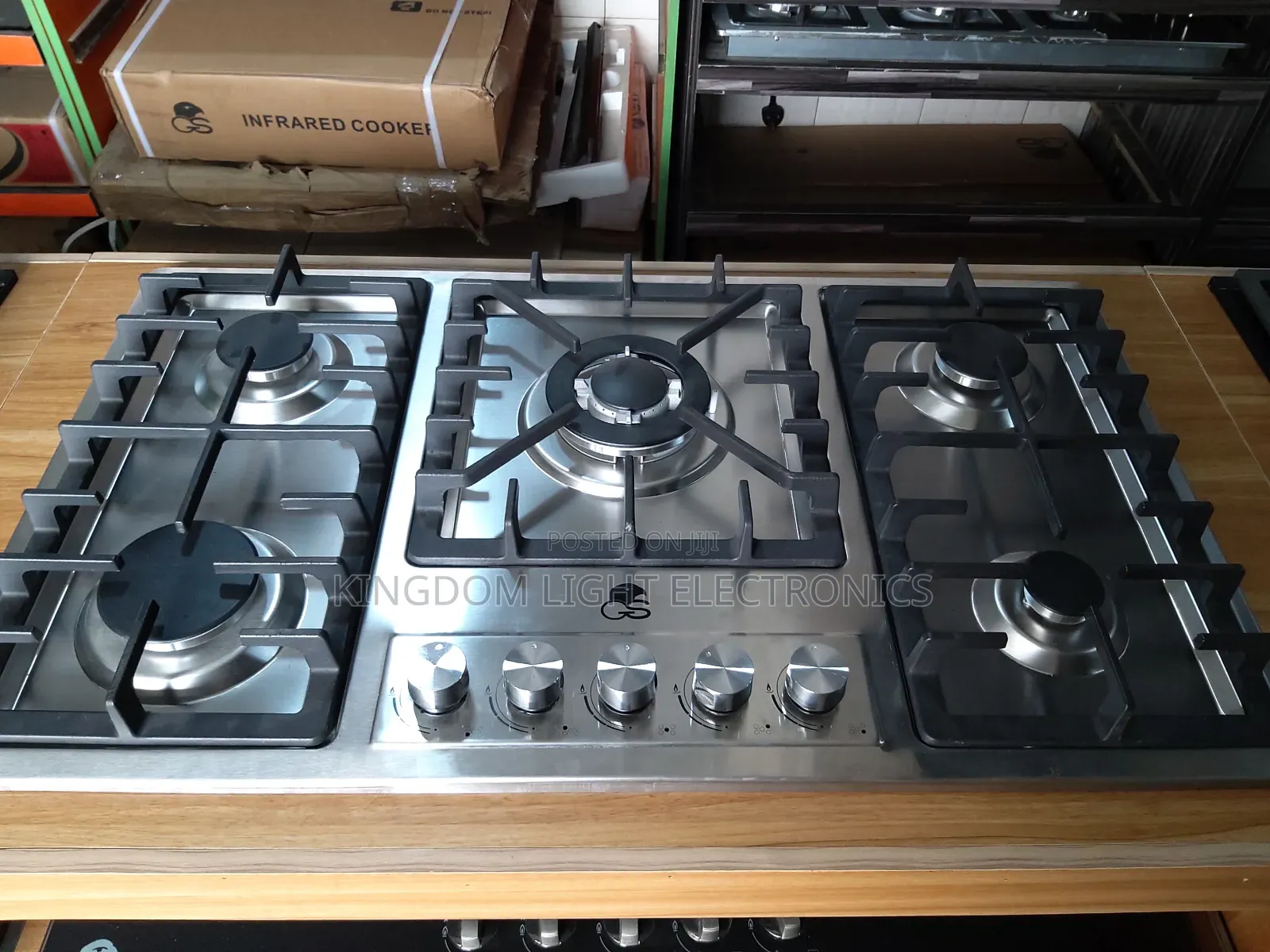 Gs Silver 5 Burners Inbuilt Anti-Rust Stainless Steel Gas Cooker 90cm