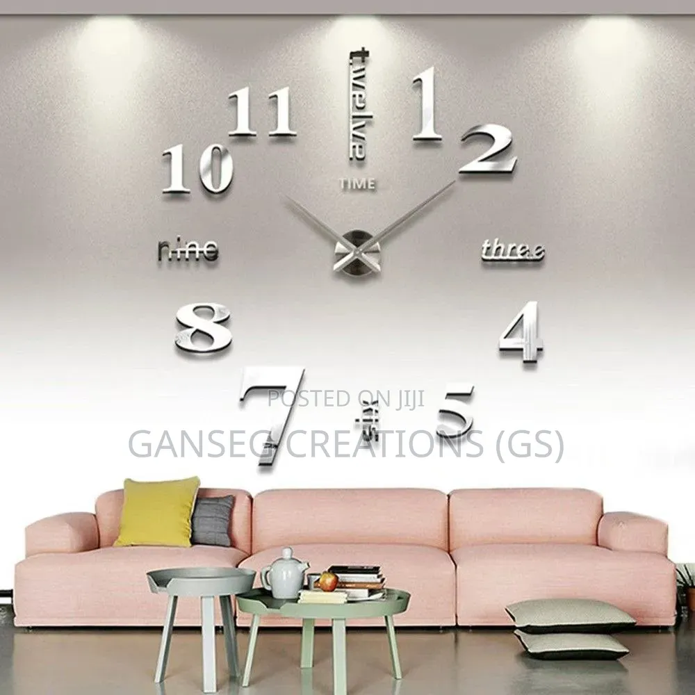 Modern Large 3d Diy Wall Clock-Frameless Luxury Acrylic Mirror Surface