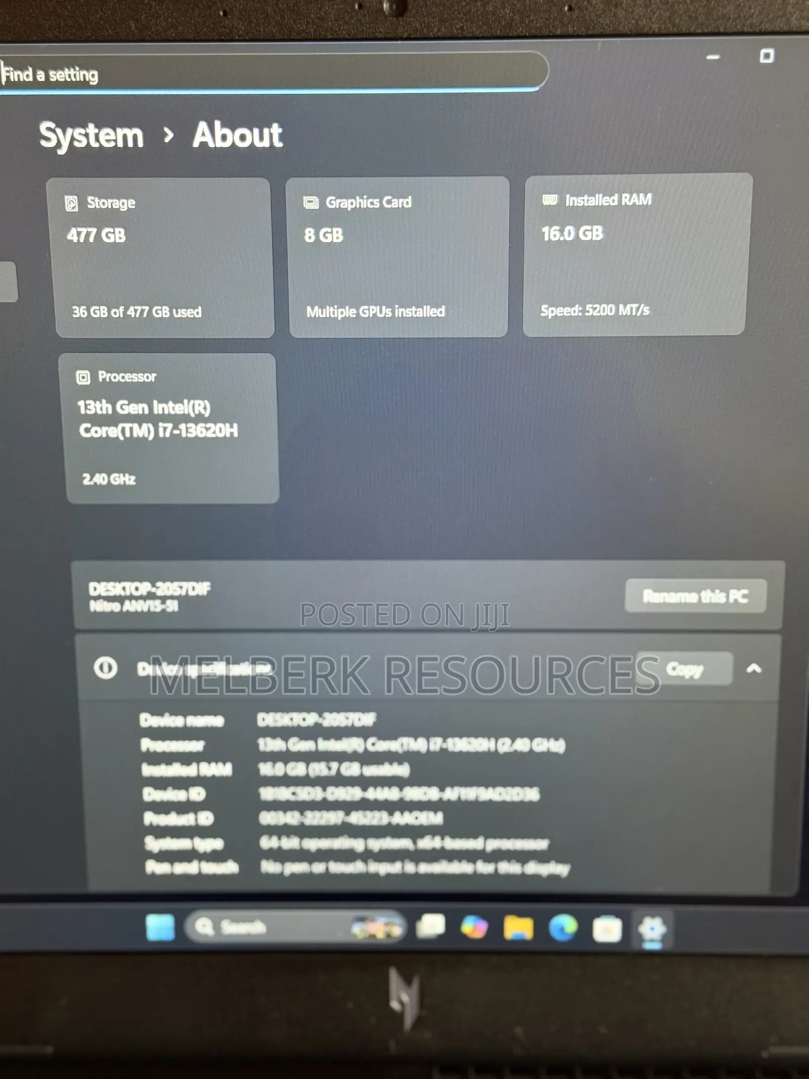 Laptop Acer Nitro V 15 16GB Intel Core i7 SSD 512GB