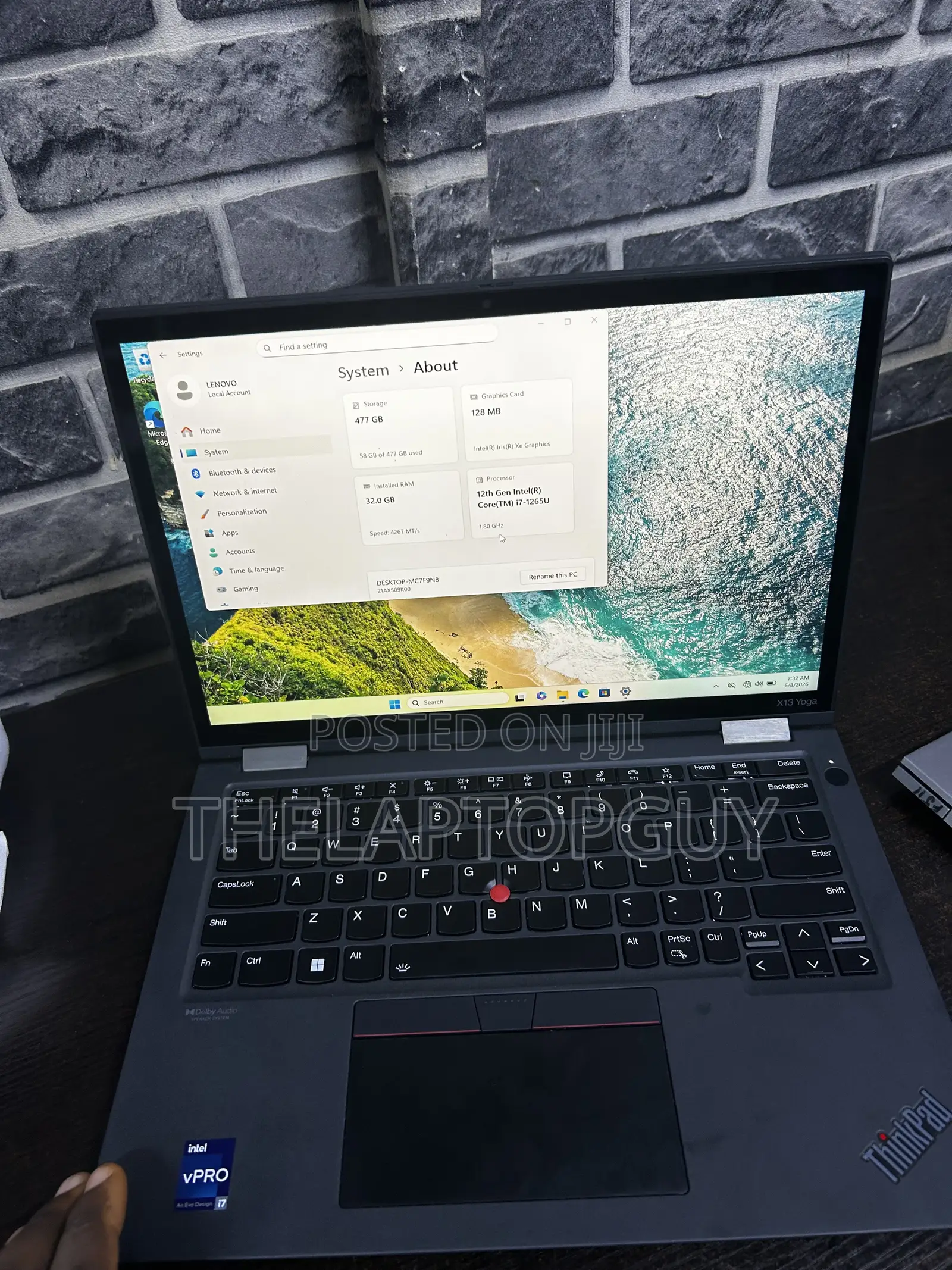 Laptop Lenovo ThinkPad x13 Yoga 32GB Intel Core i7 SSD 512GB