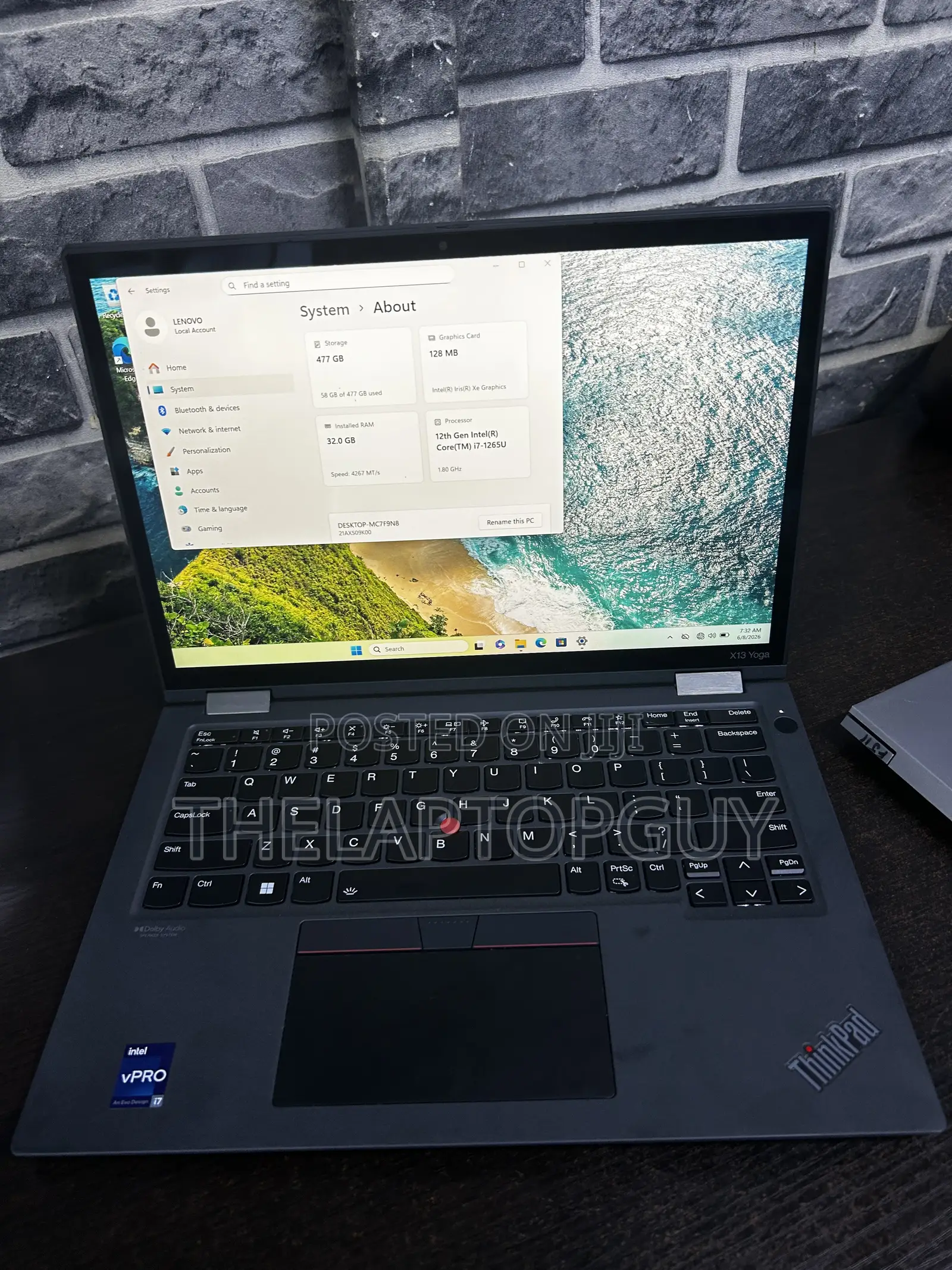Laptop Lenovo ThinkPad x13 Yoga 32GB Intel Core i7 SSD 512GB