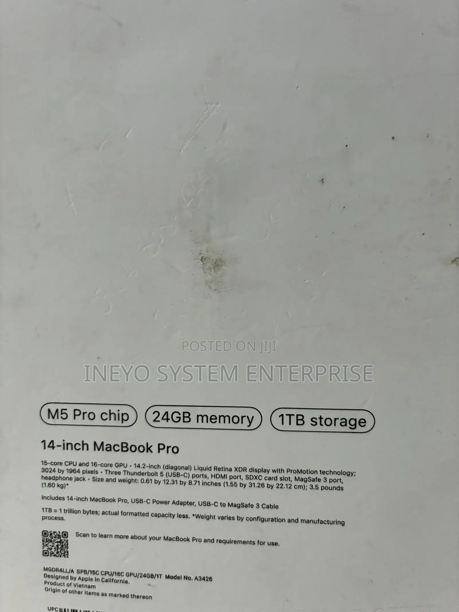 New Laptop Apple MacBook Pro 2026 M5 Pro 24GB Apple M5 Pro SSD 1T