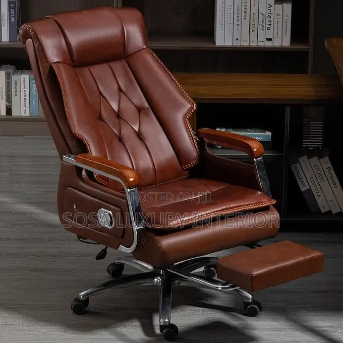 Premium Imported Luxury Brown Executive Office Chair With Footrest