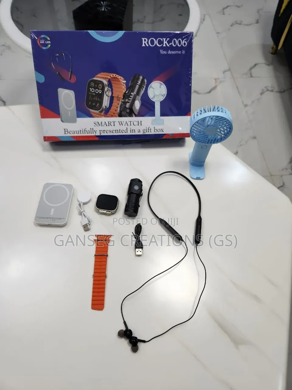 Rock-006 Smart Watch Combo Set - Watch Ultra + Neckband+Power Bank+Fan