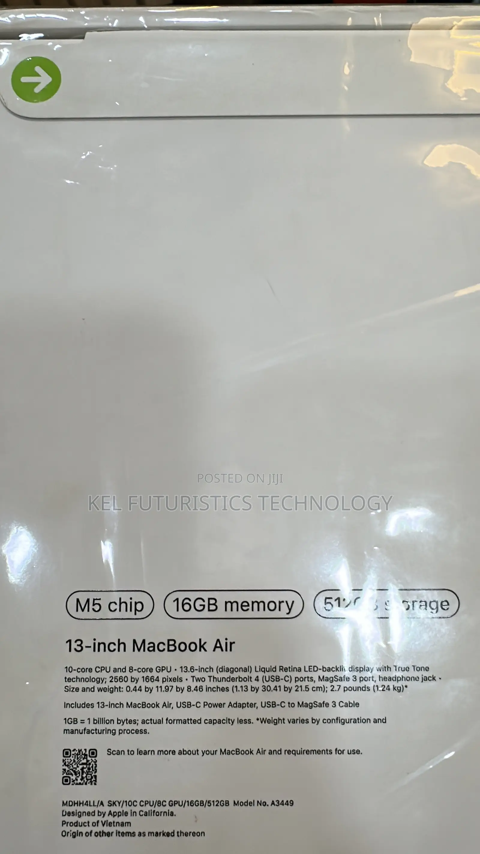 New Laptop Apple MacBook Air 2026 M5 16GB Apple M5 SSD 512GB