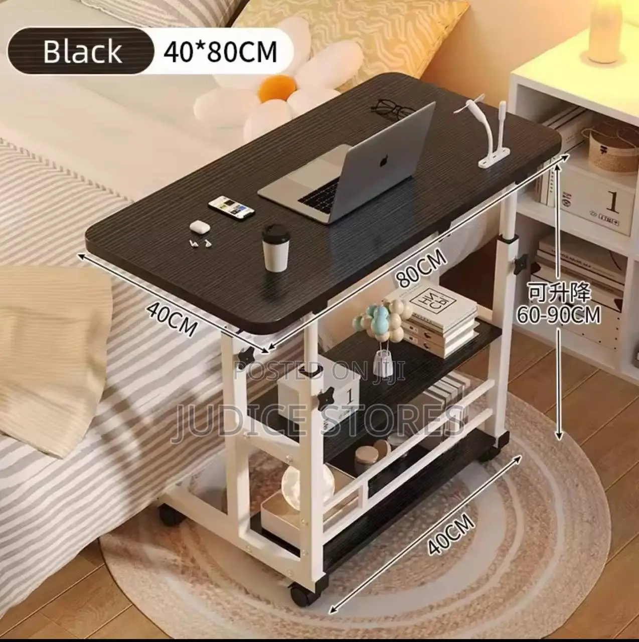 Simple Adjustable Laptop Desk With Wheels Movable Computer Table