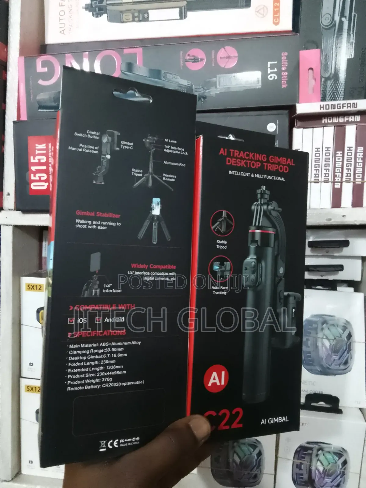 C22 360° Ai Face Tracking Handheld Gimbal – Selfie Stick Desktop .