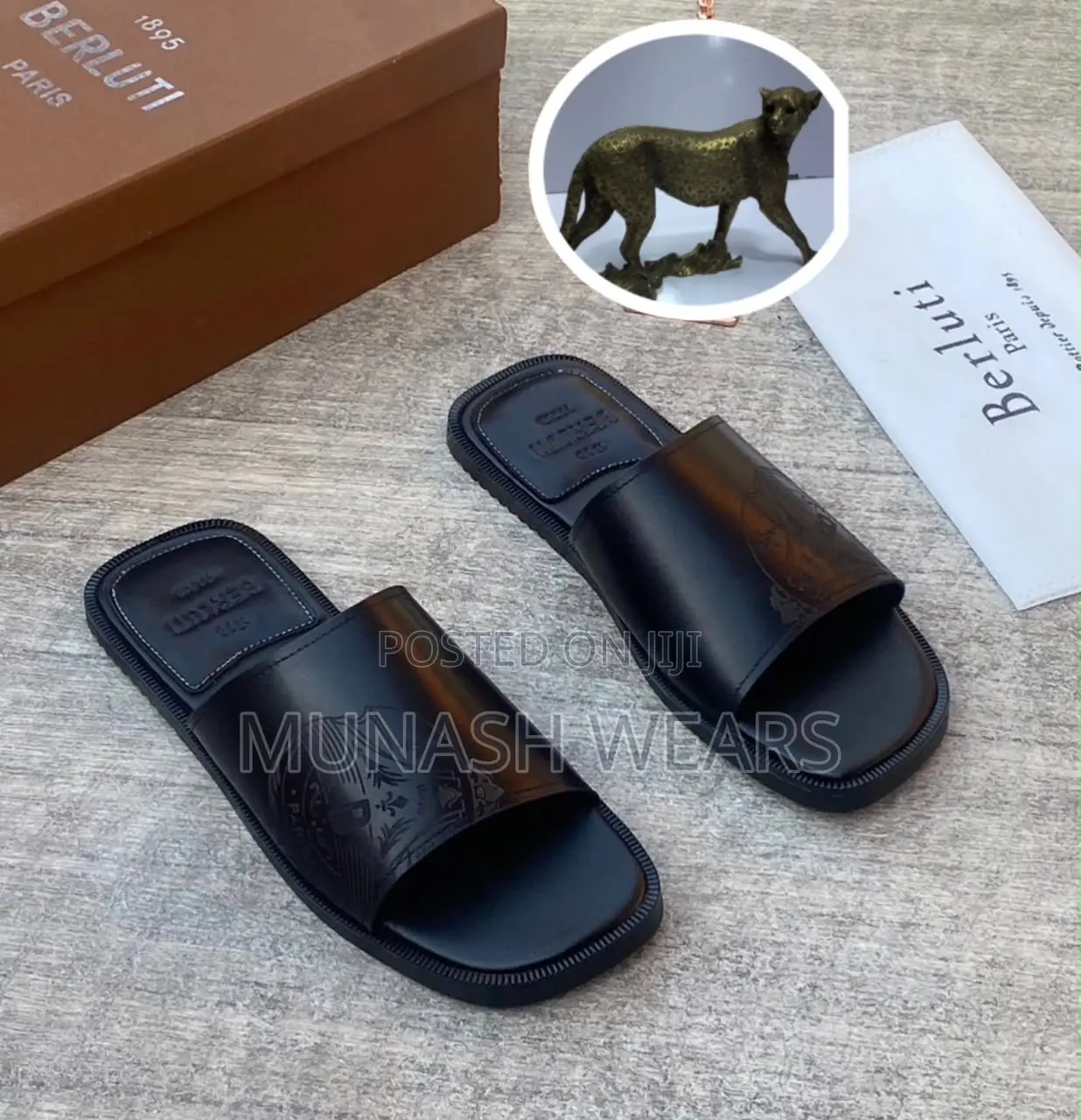 Berluti Leather Cover Palm Slipers 40-46