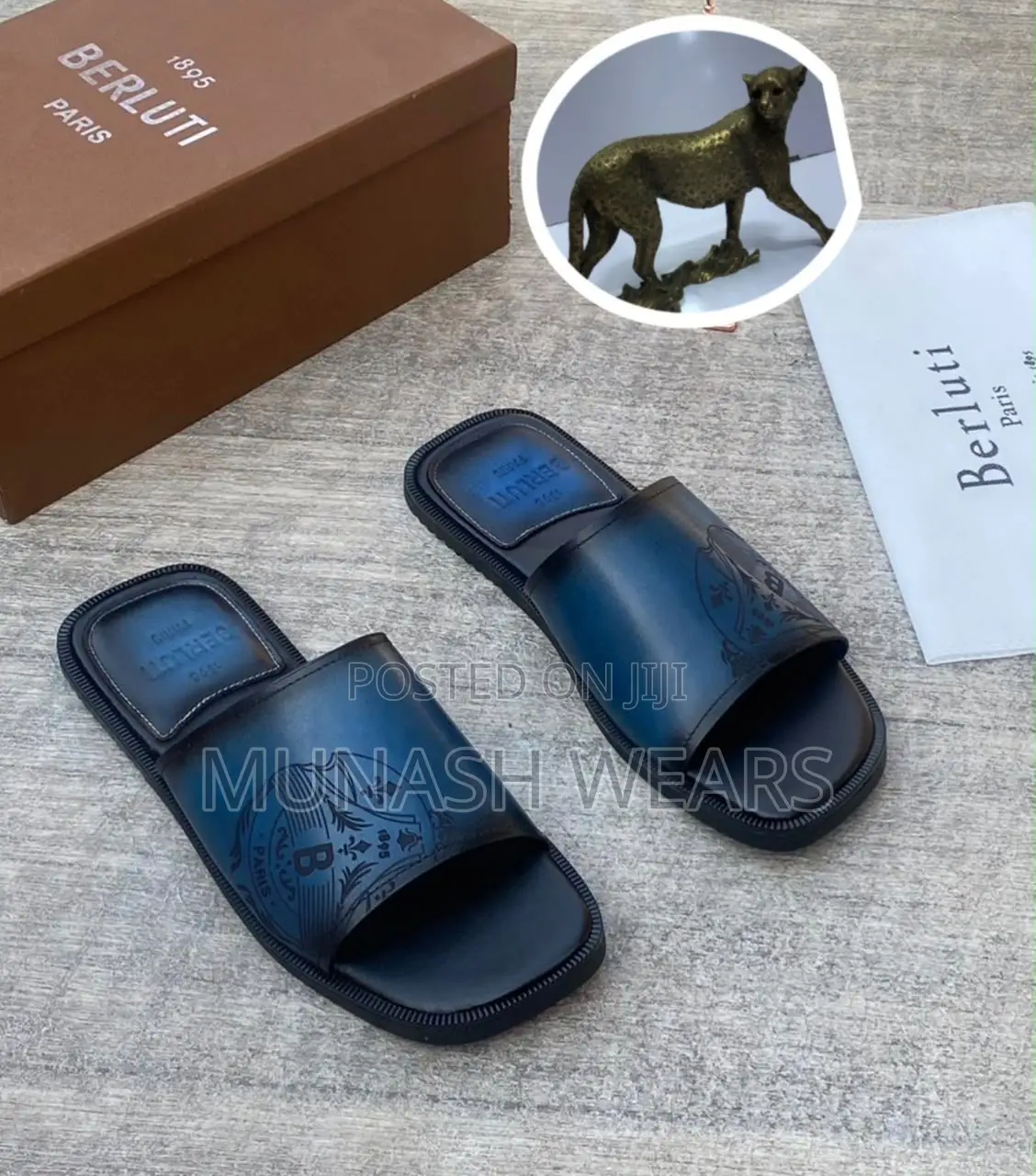 Berluti Leather Cover Palm Slipers 40-46