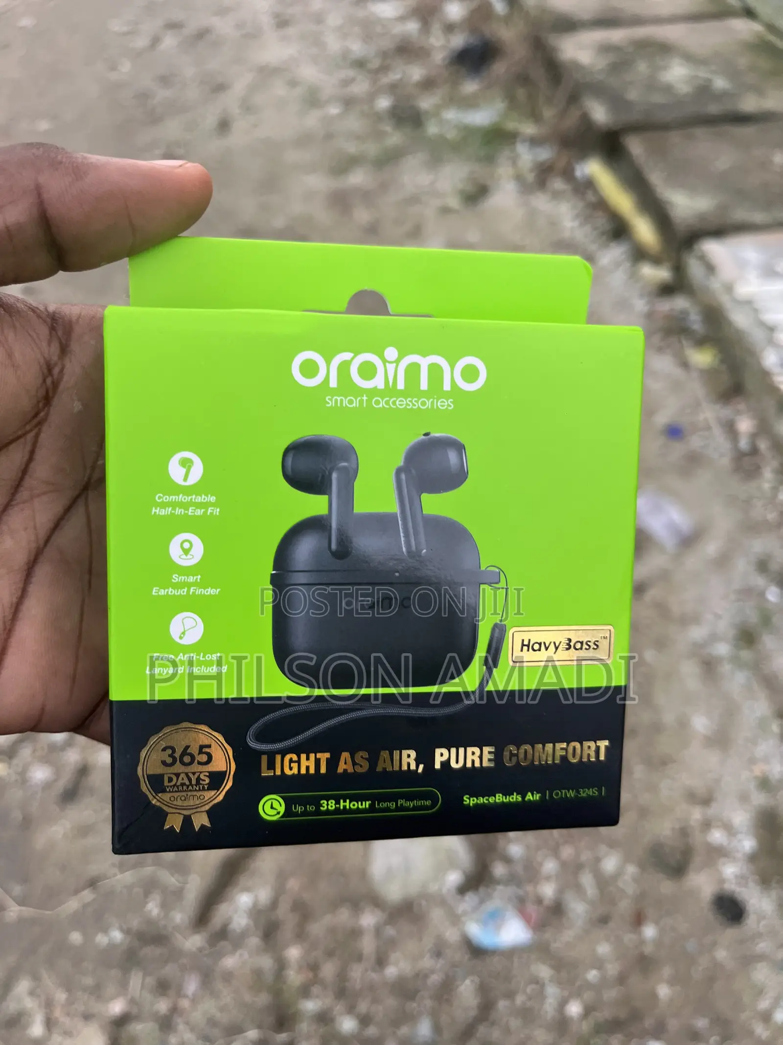 Oraimo Spacebuds Lite True Wireless Earbuds Sound360 Anti-Lost - Black