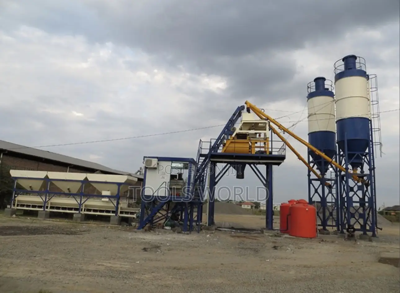 Heavy-Duty 75m3/Hr Concrete Batching Plant With Twin 100t Silos