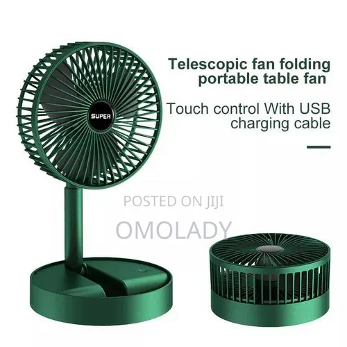 Folding Rechagable Fan - Green Fan