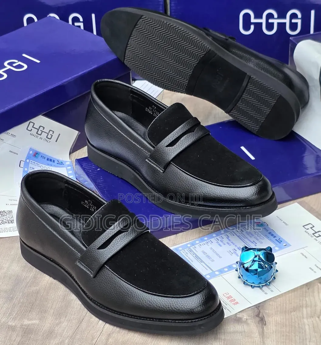 Men's Cognac Brown Leather Suede Penny Loafers