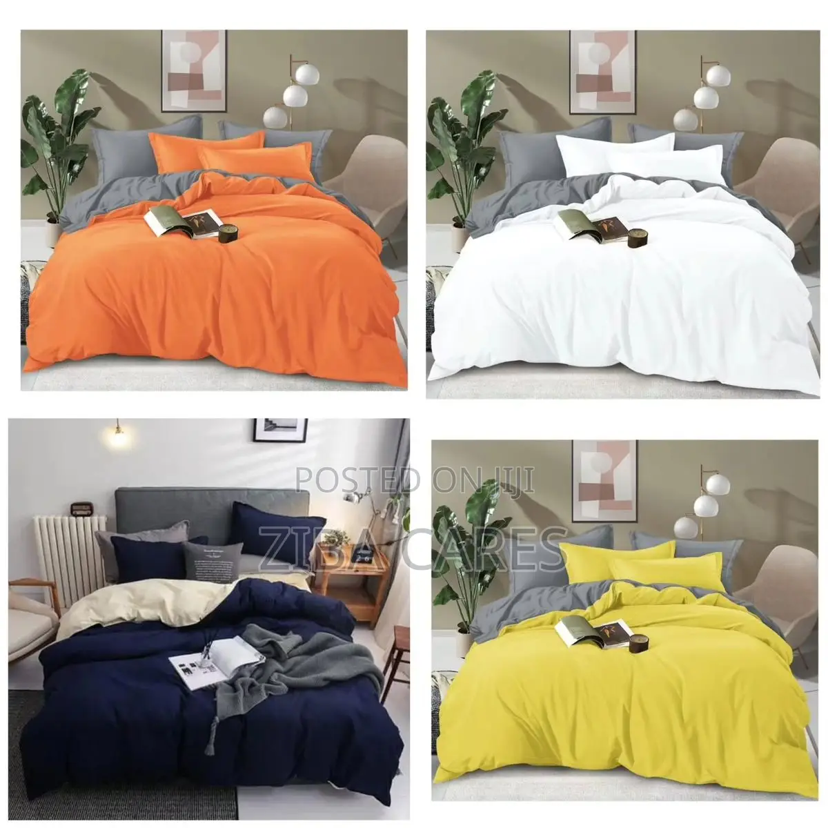 Multi-Colors Plain Bedsheet With Pillowcase and Duvet Set 6x6