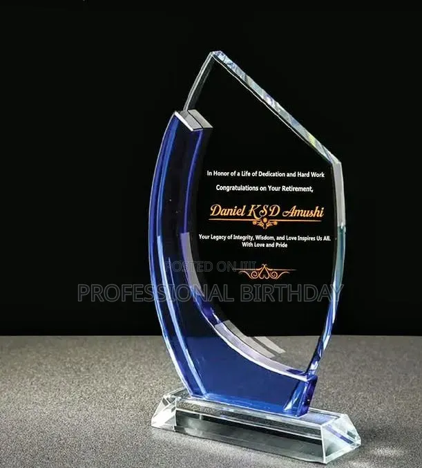 Achievement Award Plaque in Glass, Lagos