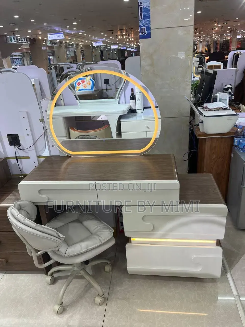Premium Luxury Sideboard Cabinet Asymmetrical Mirror Set