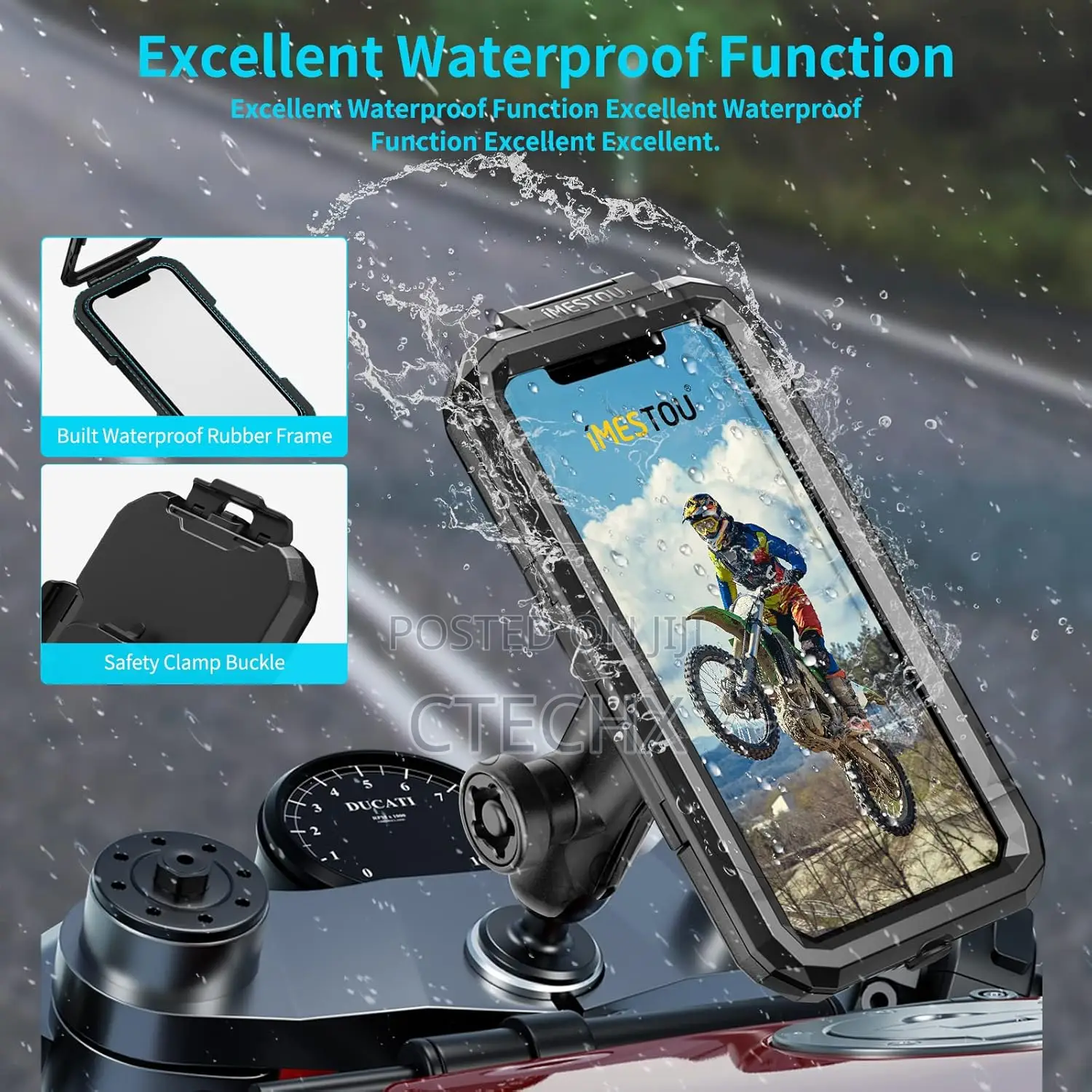 Ip67 Motorcycle Phone Mount Anti-Theft Fork Stem Phone Mount Case