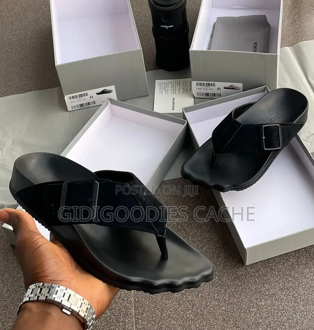 Men's Suede Buckle Thong Slippers Size 40-45