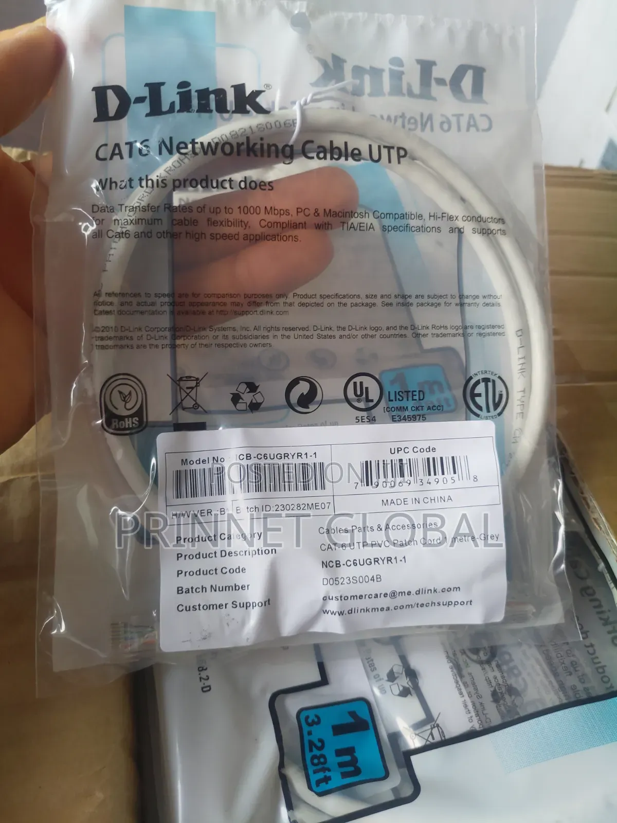 D-Link Cat6 Patch Cord 1m