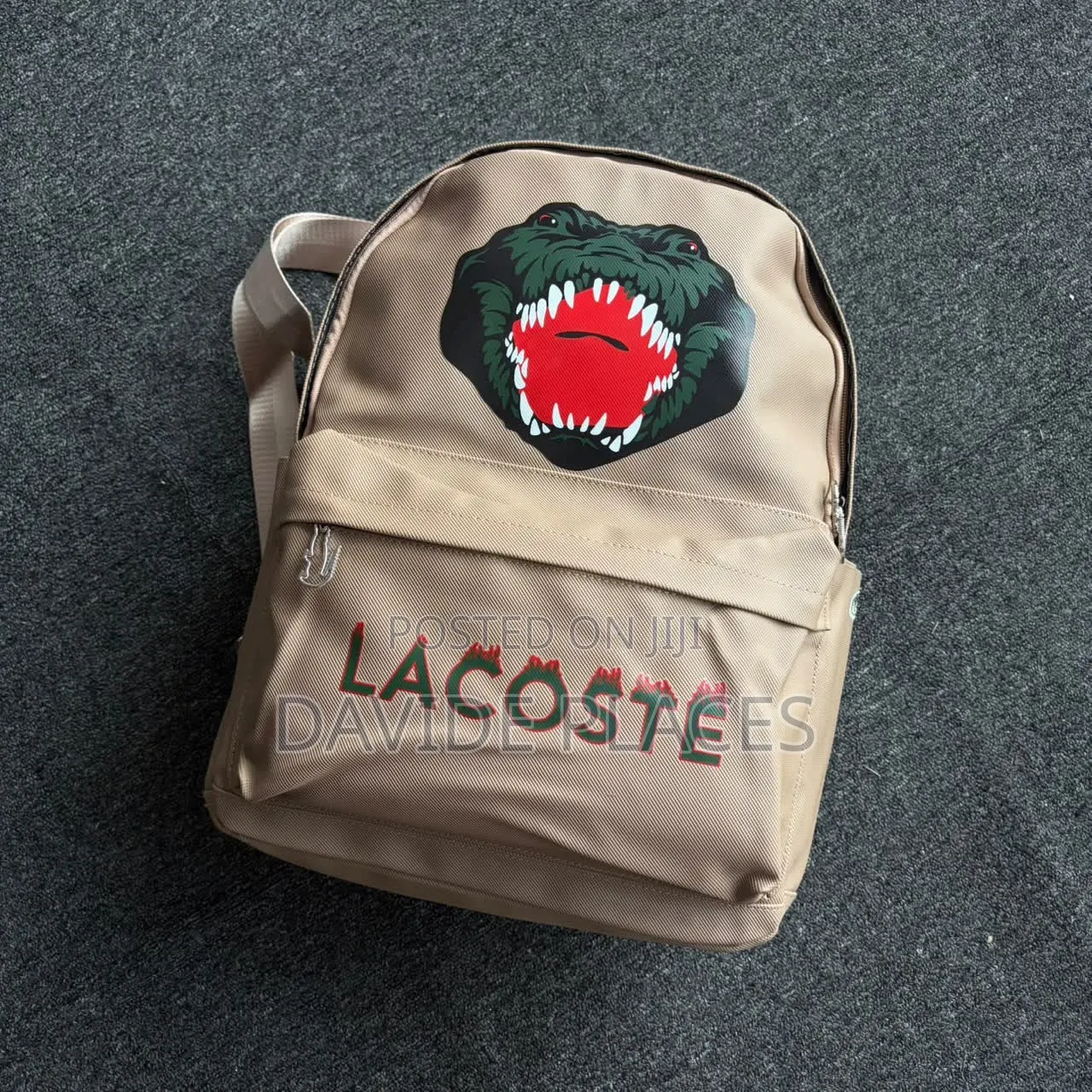 Quality Original Lacoste Graphic Backpack in Beige/Khaki Brown