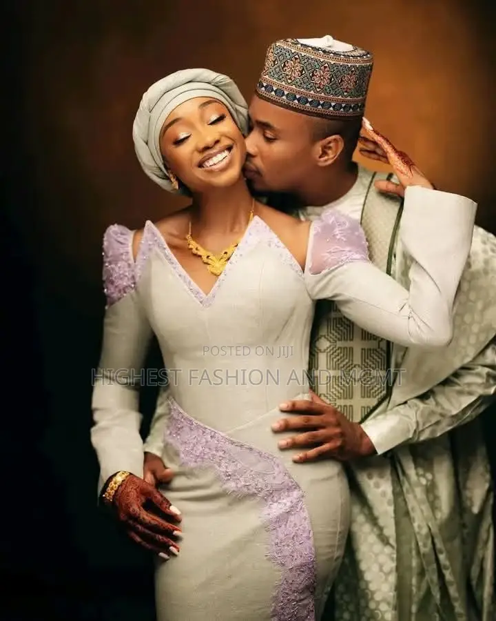 Green Babban Riga Sage-Grey Silk Corset Gown With Lilac Lace Set