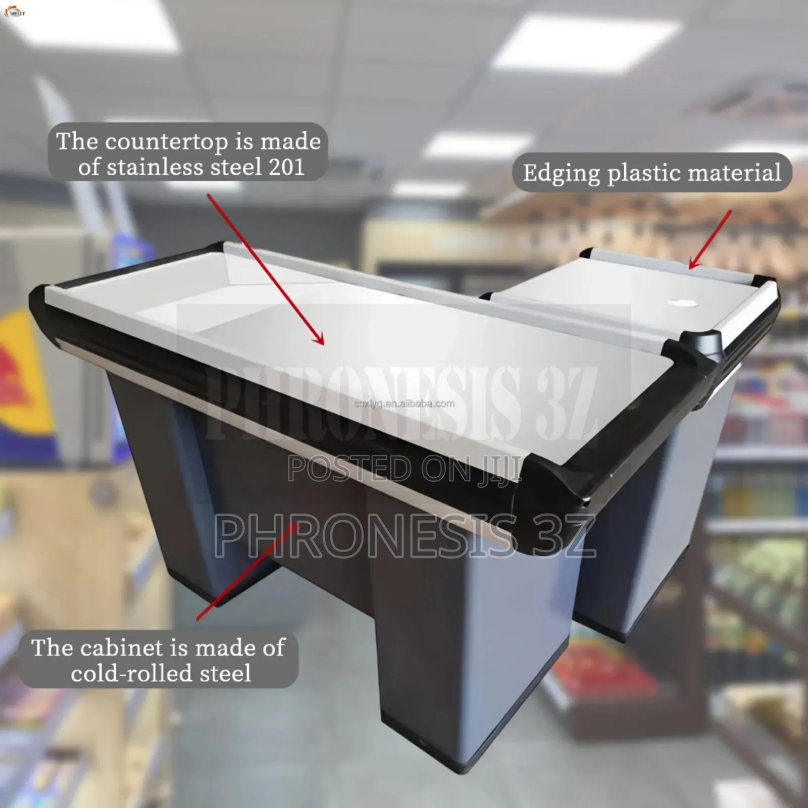 Supermarket Cashier Desk, Checkout Counter, Cash Point Table