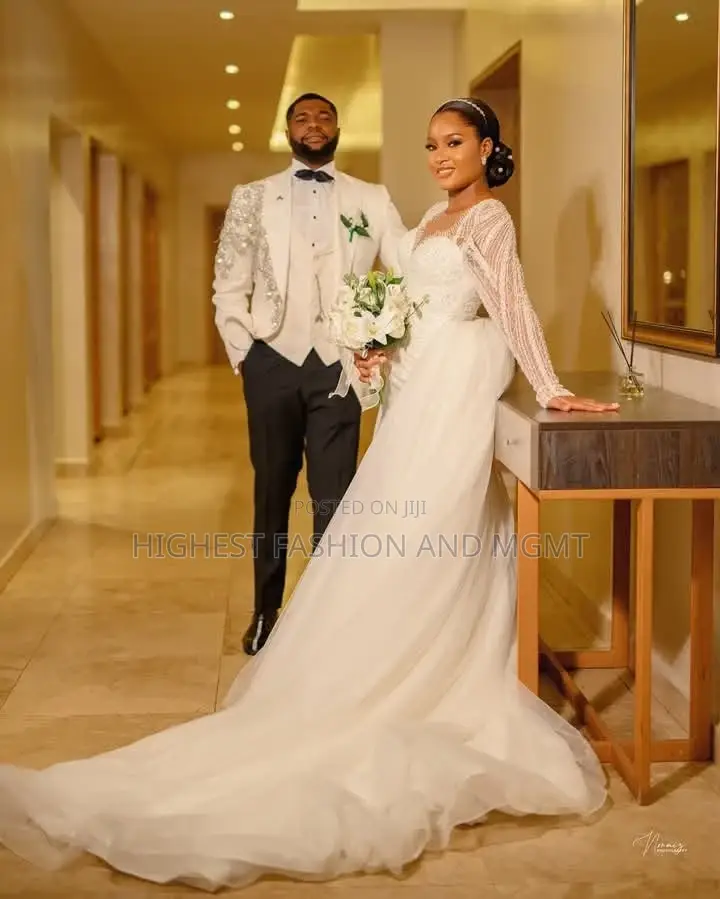 Crystallized 2-in-1 Bridal Gown Custom Silver-Baroque Tuxedo Set