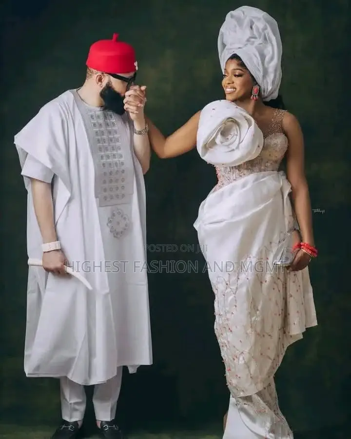 Structural Rose George Gown Silver-Embroidered Executive Agbada Set