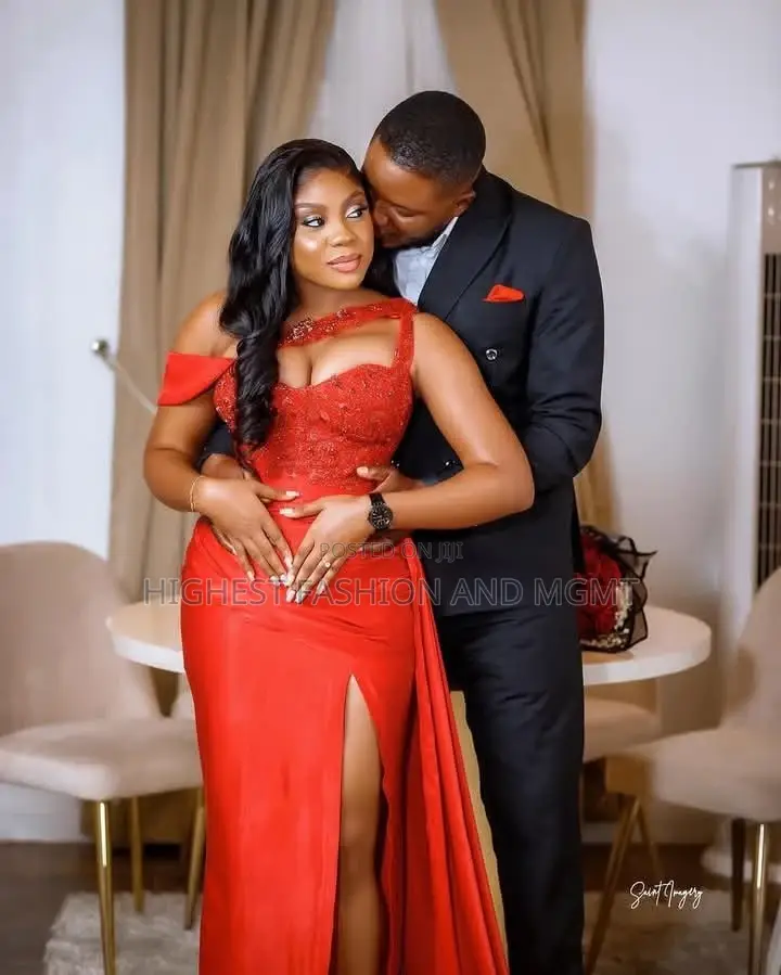 Silk-Satin High-Slit Gown With Beaded Corset Double-Breasted Suit