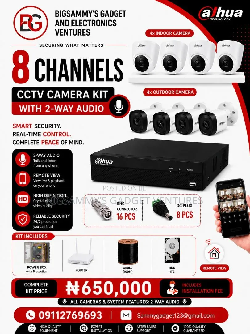8 Channel Dahua CCTV Kit. Complete Package + Installation
