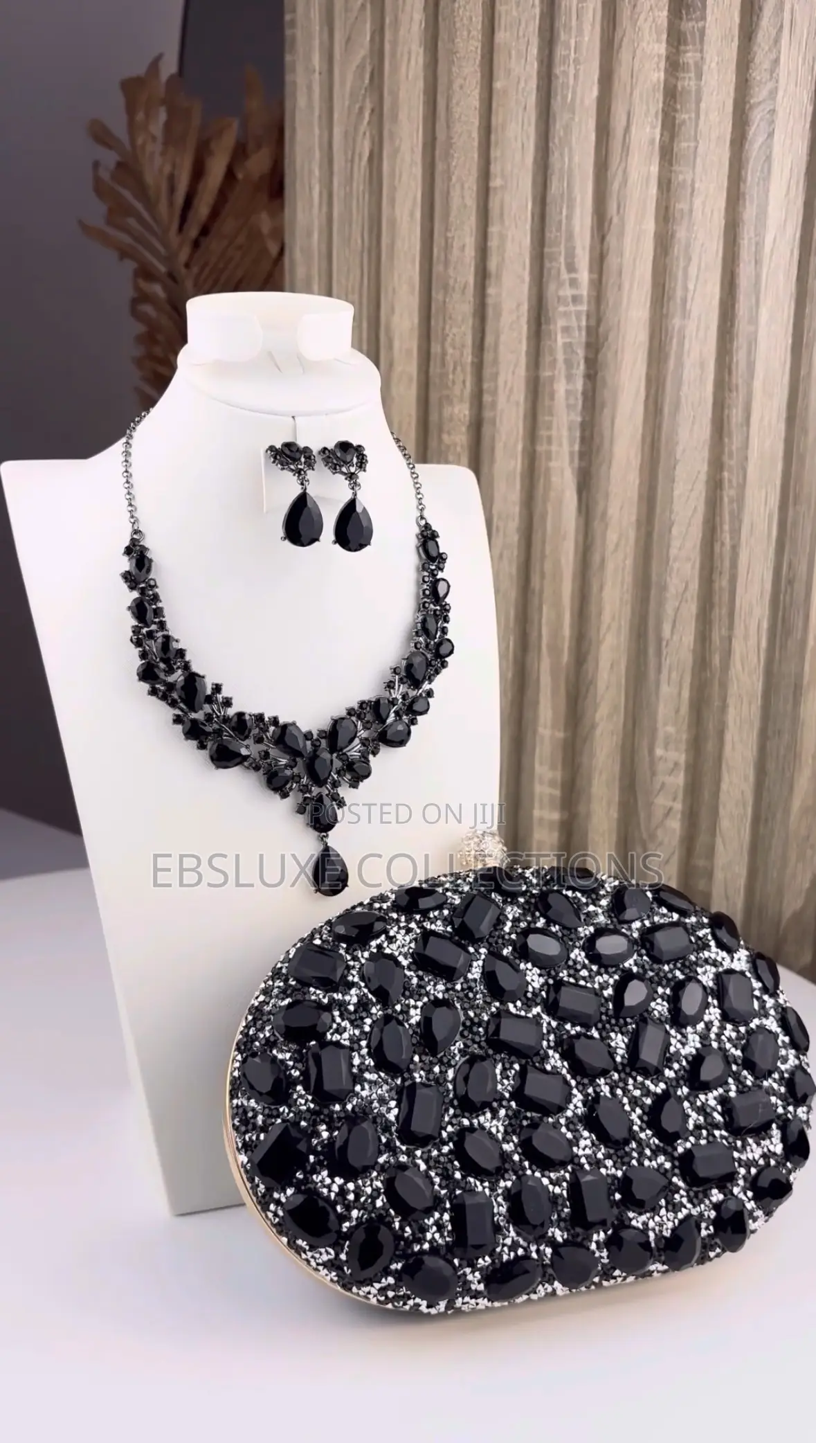 Black Cubic Zirconia Jewelry Set and Purse